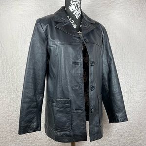 🔥Vintage Route 66 100% Leather Black Jacket Single Breasted Women’s Size M
